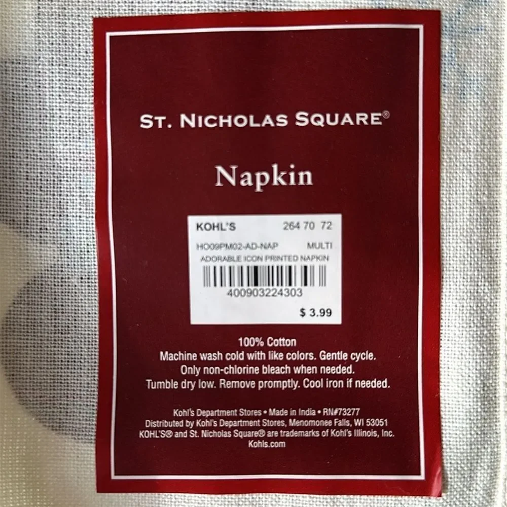 St. Nicholas Square Set of 7 Holiday Gingerbread Napkins!